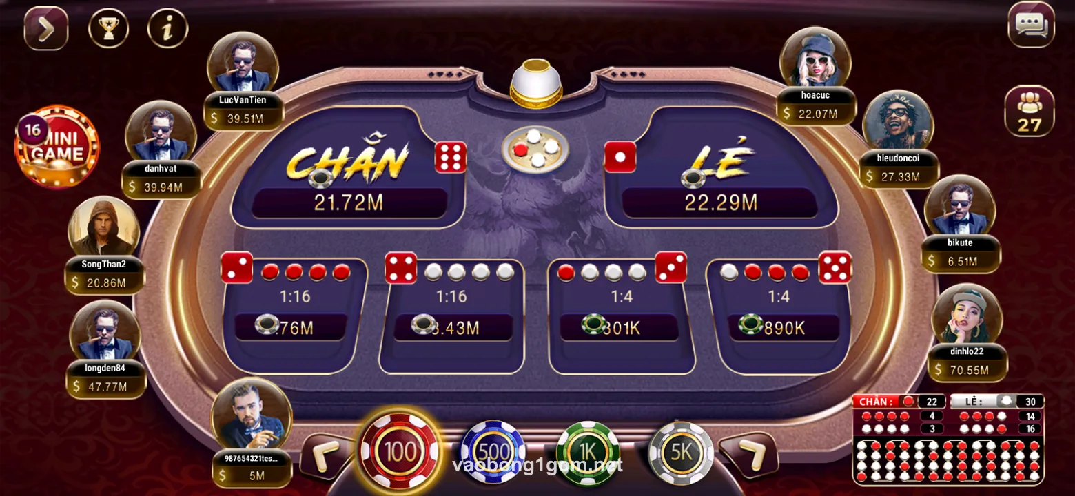 Màn hình quản lý trò chơi casino